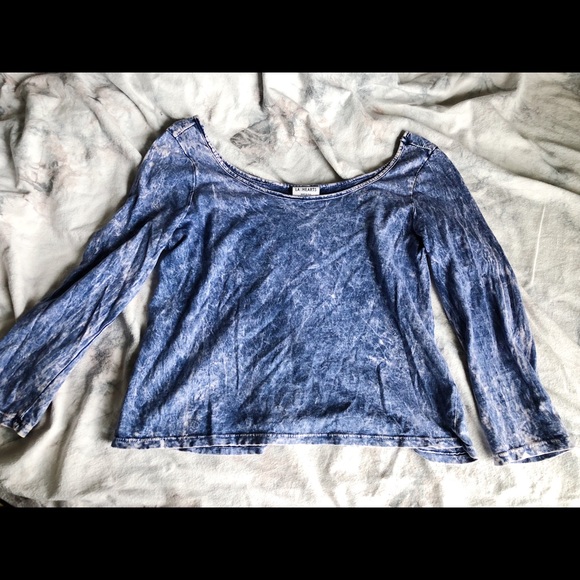 Faded, Periwinkle, Grunge, 3/4 Length Tee - Picture 2 of 5